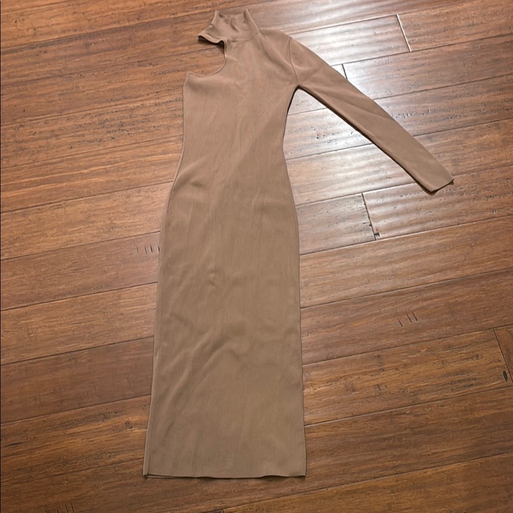 Elegant Tan Long Sleeve Dress